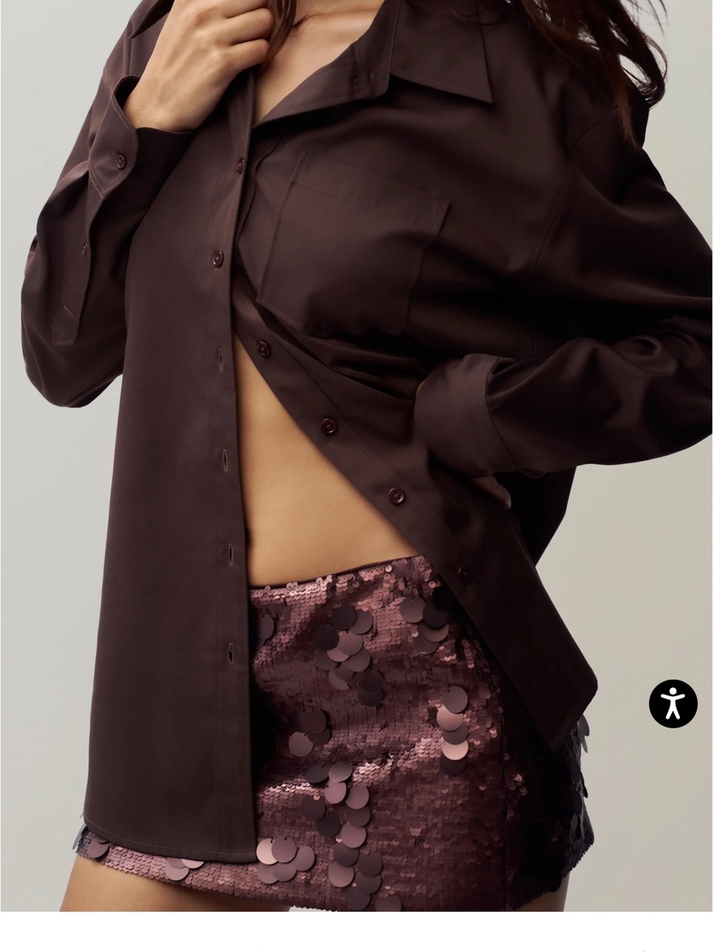Anthro Sequin Mini Skirt in Dusty Rose - Picture 3 of 16